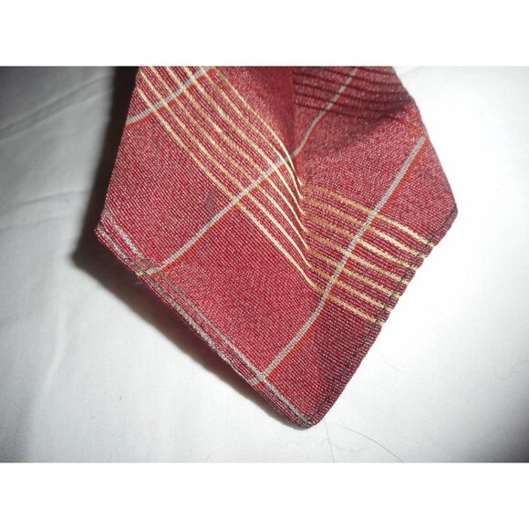 Vintage Van Heusen Necktie Tie Burgundy Beige Blue Striped - Picture 4 of 5